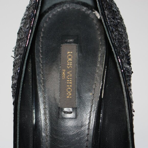 Louis Vuitton Navy Blue Sequin Peep Toe Pumps Shoes in size EU 39.5 / US 9.5 - Picture 8 of 10